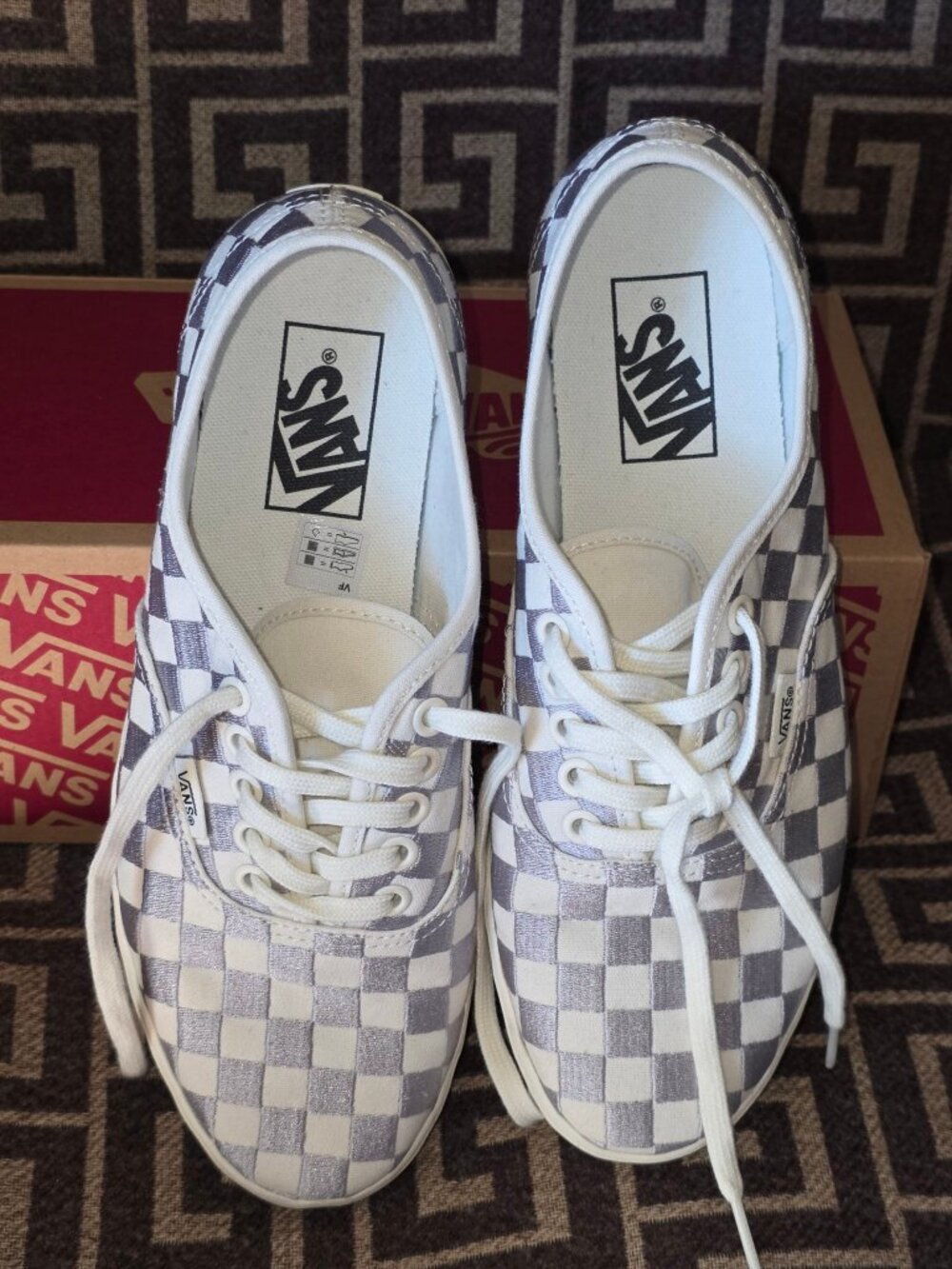 Vans Authentic Metallic Checkerboard Sneakers 8.5 New